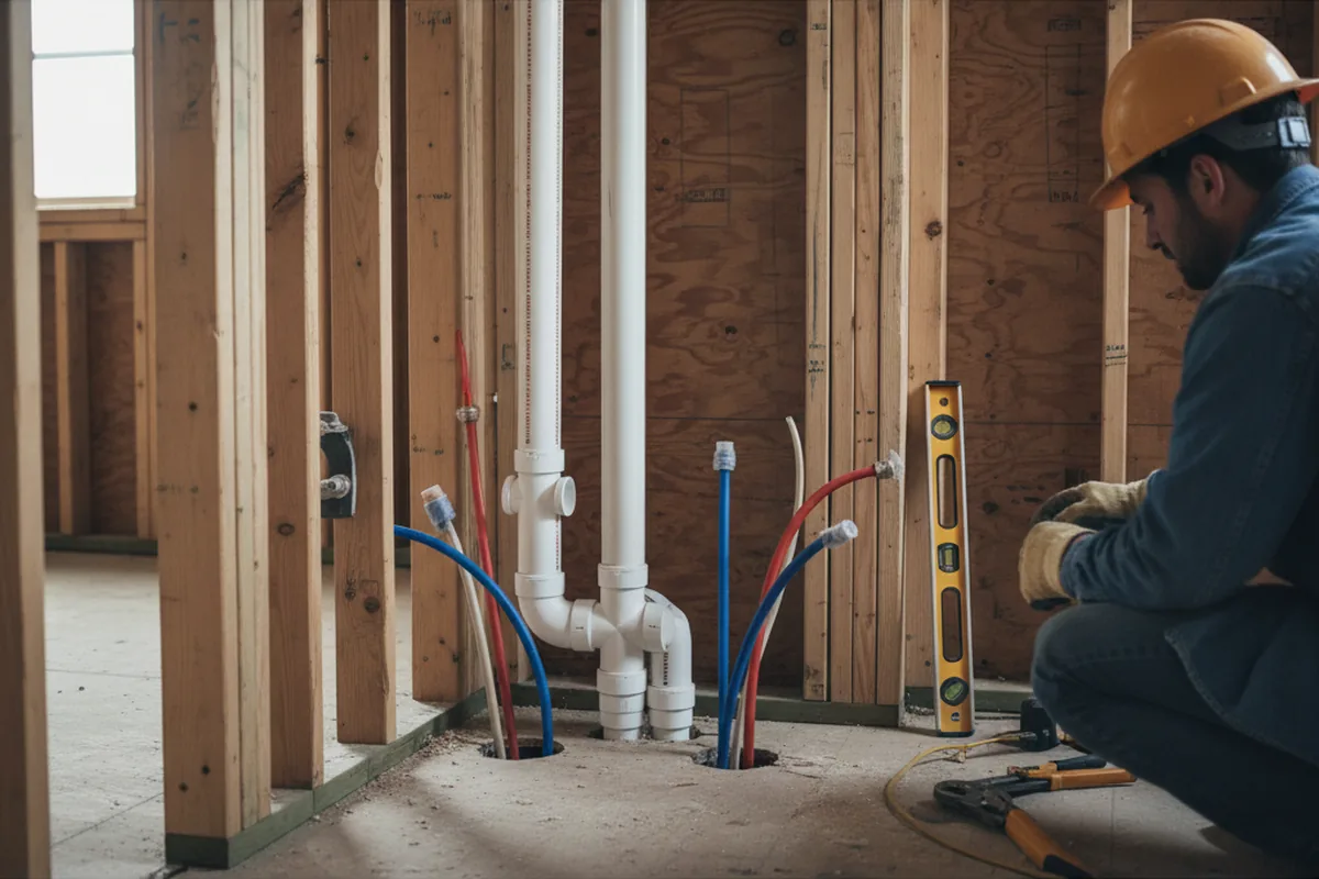 Drain and supply rough-in during Toilet Repair and Installation in New Brighton